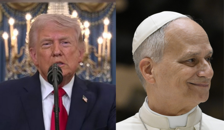 Ameriški predsednik Donald Trump in papež Leon XIV. (foto: STA/Vatican Media)