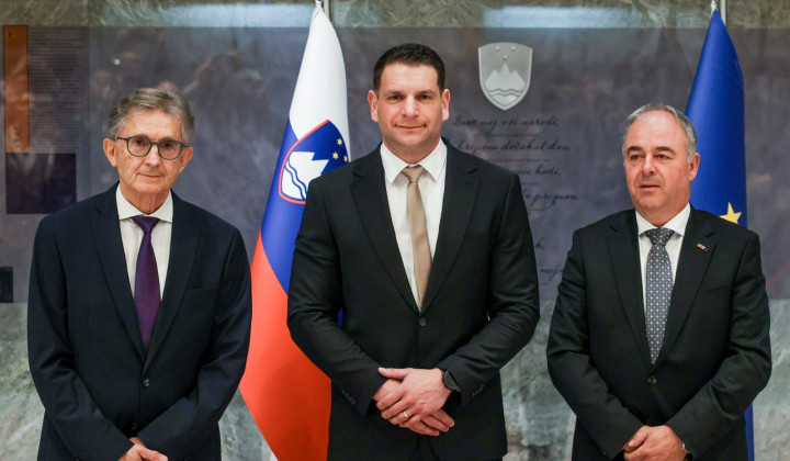 Predsednik DZ Zoran Stevanovič z novoizvoljenima podpredsednikoma DZ Francom Križanom in Danijelom Krivcem (foto: STA / Daniel Novakovič)